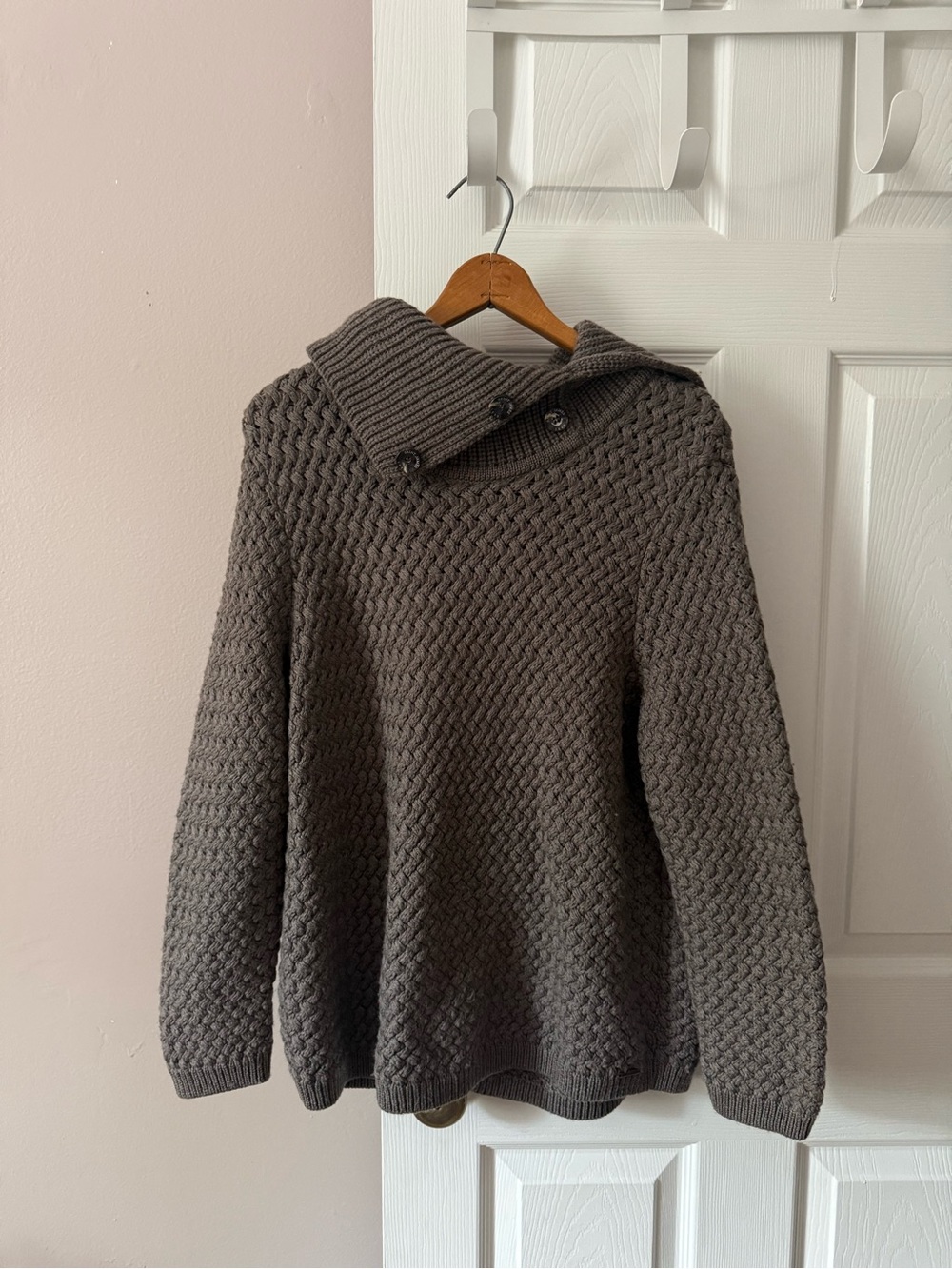 Saint James Arzon Wool Brown Fold Over Cowl Turtleneck Sweater Women’s Size 12